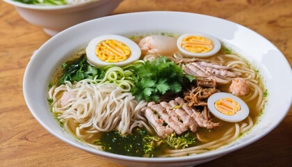  Delicious noodle soup with eggs and herbs