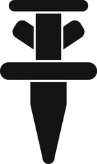 Black silhouette of a plastic anchor, a fastener used to hold objects to walls