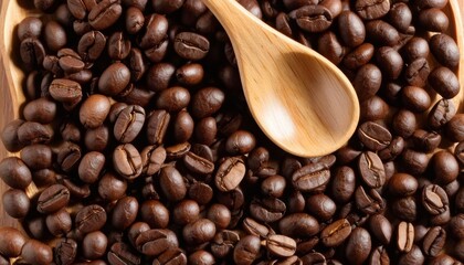 Fototapeta premium Coffee beans and spoon ready for brewing