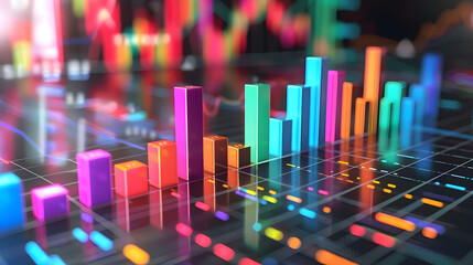 3D financial performance bar chart results
