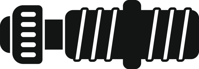 Black metal hose connector with a spiral grip for a watertight seal