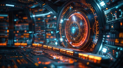 Fototapeta premium Future of Work: AI-Enhanced Workspace with Holographic Project Management Tools and Collaborative AI Assistants