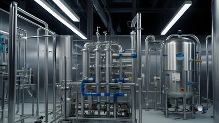 advanced filtration system plant and water recycling process. generative ai