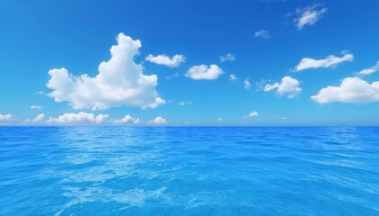 Obraz premium Clear blue sky meets calm ocean horizon