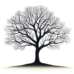 Minimalist Silhouette of a Barren Tree on Plain Background