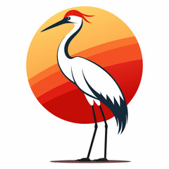 Obraz premium heron on sunset background silhouette vector illustration