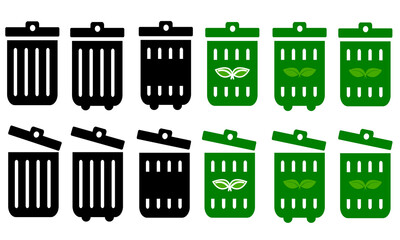 set of green recycle bin