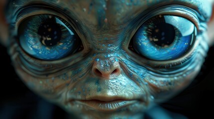 Alien Gazing at Earth from Spacecraft Window | Intriguing Extraterrestrial Watching Planet, Concept for Discovery or Adventure Book Cover Design