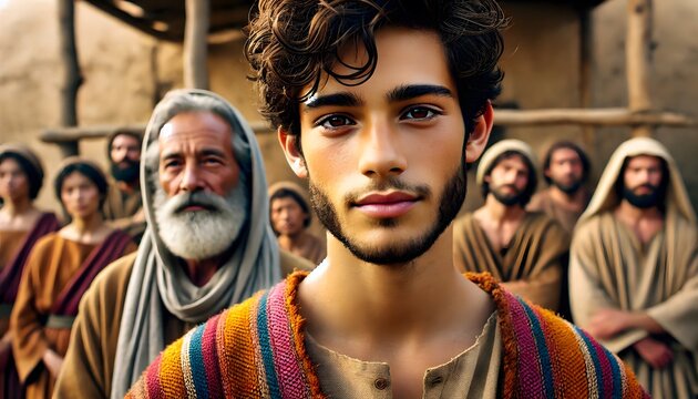 Portrait of Ancient Bible character Joseph and His Father and brothers 
