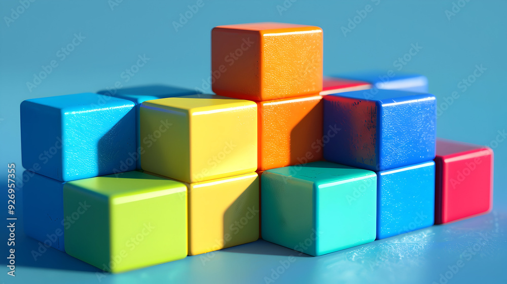 Poster constructor from colored blocks with shadows.
