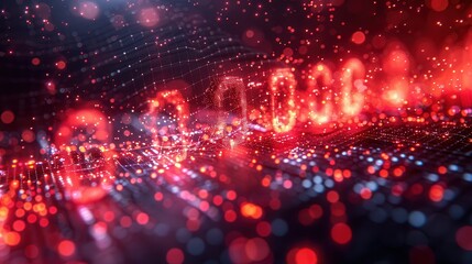 Fototapeta premium Digital Evolution: Abstract Visualization of AI Algorithms in Real-Time with Blank Text Space on the Right Side