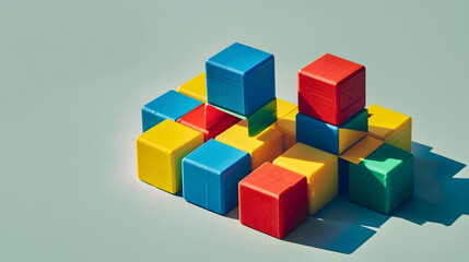 Obraz premium Constructor from colored blocks with shadows.