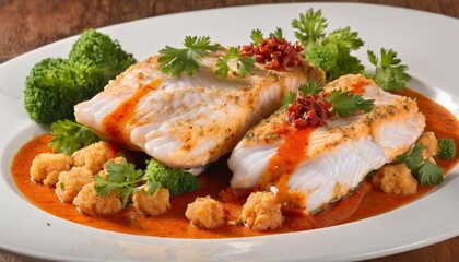  Deliciously seasoned seafood dish ready to be savored