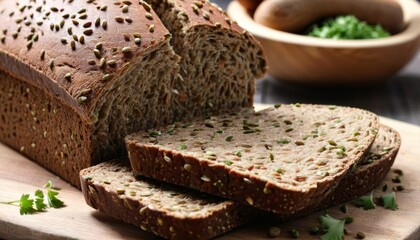 Obraz premium Freshly baked seeded bread ready to be enjoyed