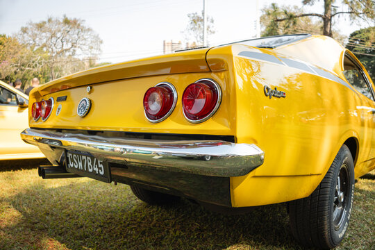 1975 Chevrolet Opala on exhibition at the monthly meeting of vintage cars in the city of Londrina, Brazil.