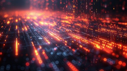 Naklejka premium Abstract Digital Art Concept of AI Processing Big Data with Copy Space Above