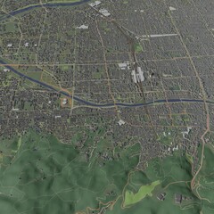 3D illustration of city and urban in Kyoto Japan