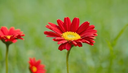 Obraz premium Vibrant Red Flower Blooming in Field
