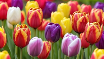 Fototapeta premium Vibrant Tulips in Full Bloom