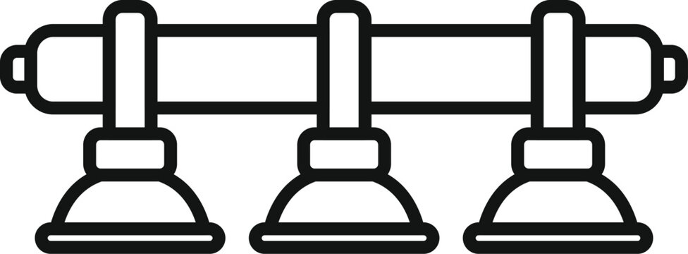 Minimalist icon of a fixing system using suction cups, ideal for construction or diy projects