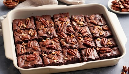 Obraz premium Deliciously indulgent chocolate walnut brownies