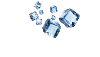 Ice cubes flying  on transparent background