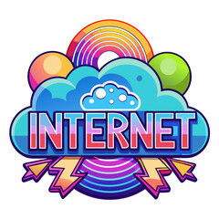 Colorful Cloud with Internet Word and Arrows