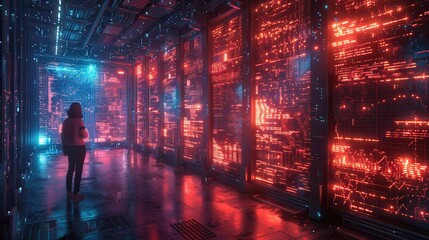 Cutting-Edge Quantum Computing Lab with Holographic Interfaces and Data Projections