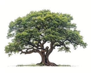A majestic tree with expansive green foliage, illustrating nature's beauty and tranquility in a serene environment.