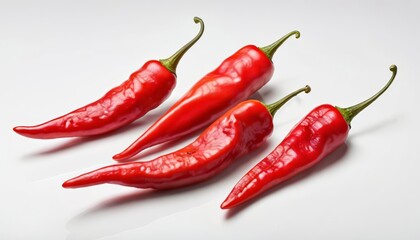  Five vibrant red peppers fresh and ready for culinary adventures