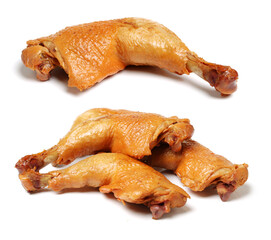 grilled chicken leg  on white background 