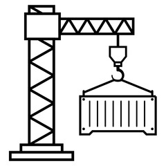 lifting cargo container box with crane loading unloading
