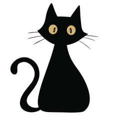 Black cat isolated on white background