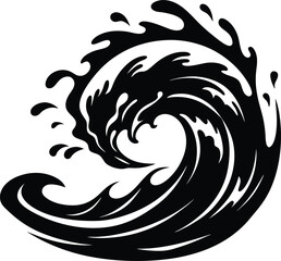 Water Splash wave illustration black and white