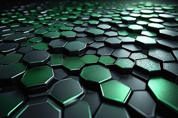 Obraz premium Abstract Hexagonal Pattern with Green and Black Tones