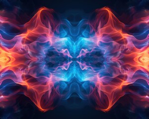 Fototapeta premium Abstract pattern of blue and red light. AI.