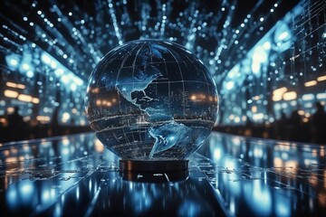 Digital Globe on Reflective Surface