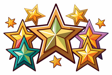 Obraz premium Multicolored Stars with a Central Large Golden Star