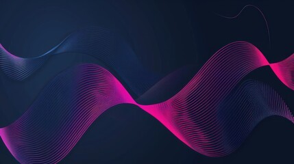 Abstract Waves of Pink and Blue on a Dark Background
