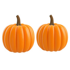 Obraz premium Two orange pumpkins isolated on a black background. Perfect for autumn, harvest, and Halloween themes.