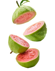 slices of guava with white background,