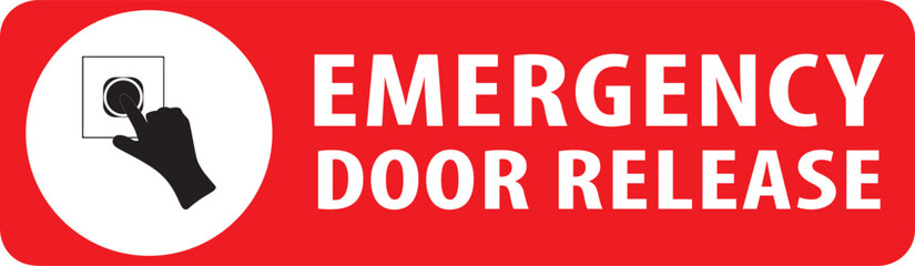 Emergency door release notice vector.eps