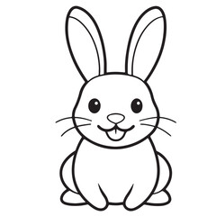 Adobe IllustratCute kawaii bunny and baby cartoon character coloring page vector illustration. Pet animal, mothers day colouring page for kidsor Artwork.