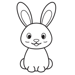 Adobe IllustratCute kawaii bunny and baby cartoon character coloring page vector illustration. Pet animal, mothers day colouring page for kidsor Artwork.