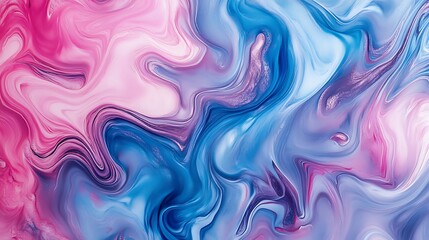 Fototapeta premium Abstract swirling pink and blue liquid marble background.