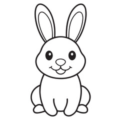 Adobe IllustratCute kawaii bunny and baby cartoon character coloring page vector illustration. Pet animal, mothers day colouring page for kidsor Artwork.