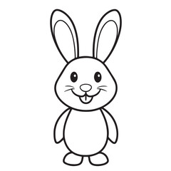 Adobe IllustratCute kawaii bunny and baby cartoon character coloring page vector illustration. Pet animal, mothers day colouring page for kidsor Artwork.