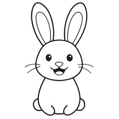 Adobe IllustratCute kawaii bunny and baby cartoon character coloring page vector illustration. Pet animal, mothers day colouring page for kidsor Artwork.