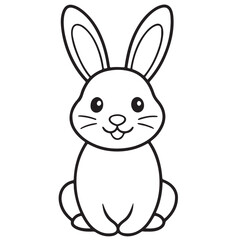 Adobe IllustratCute kawaii bunny and baby cartoon character coloring page vector illustration. Pet animal, mothers day colouring page for kidsor Artwork.