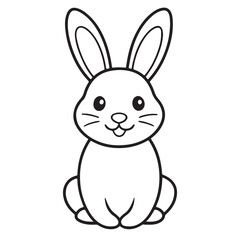 Adobe IllustratCute kawaii bunny and baby cartoon character coloring page vector illustration. Pet animal, mothers day colouring page for kidsor Artwork.